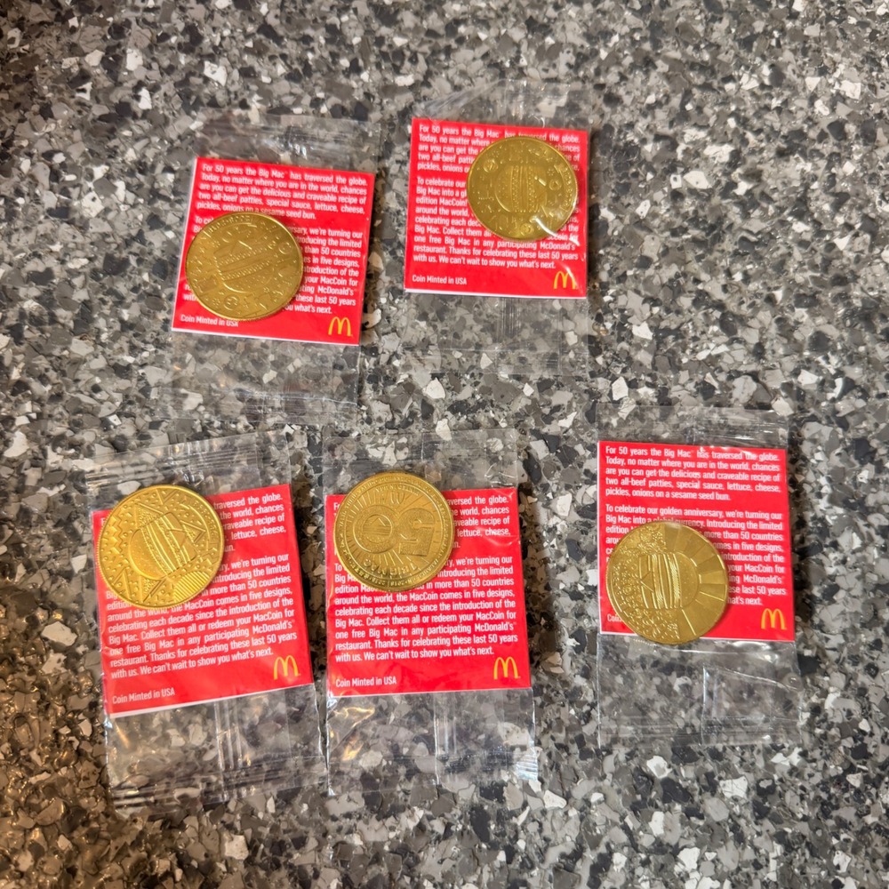 McDonald's MacCoin 50 Years of Big Mac Complete Set 5 Coins 2018 Sealed NOS